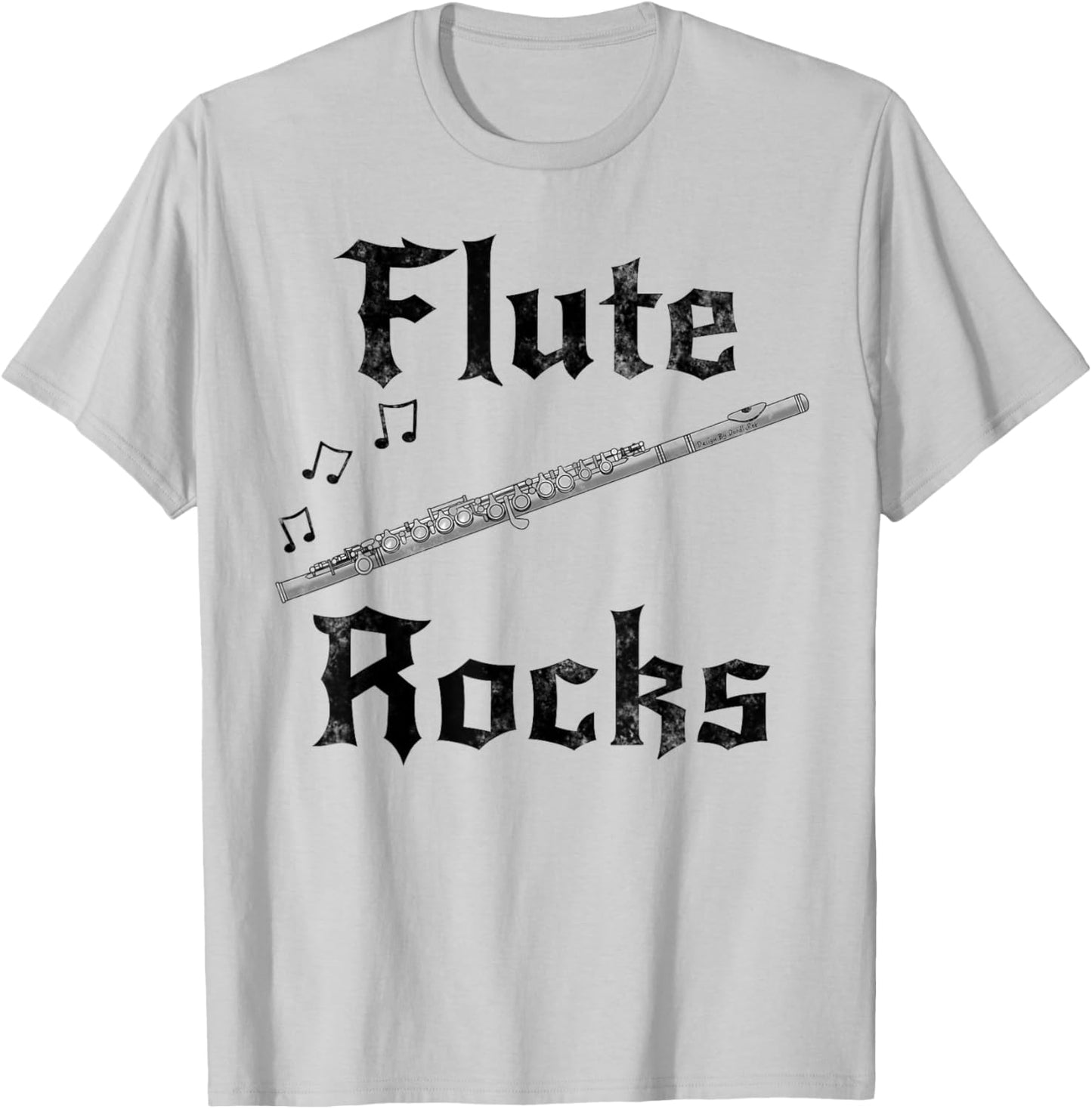 Flute Rocks, Flutist Woodwind Player Folk Musician Goth T-Shirt - T-Shirt | Ash
