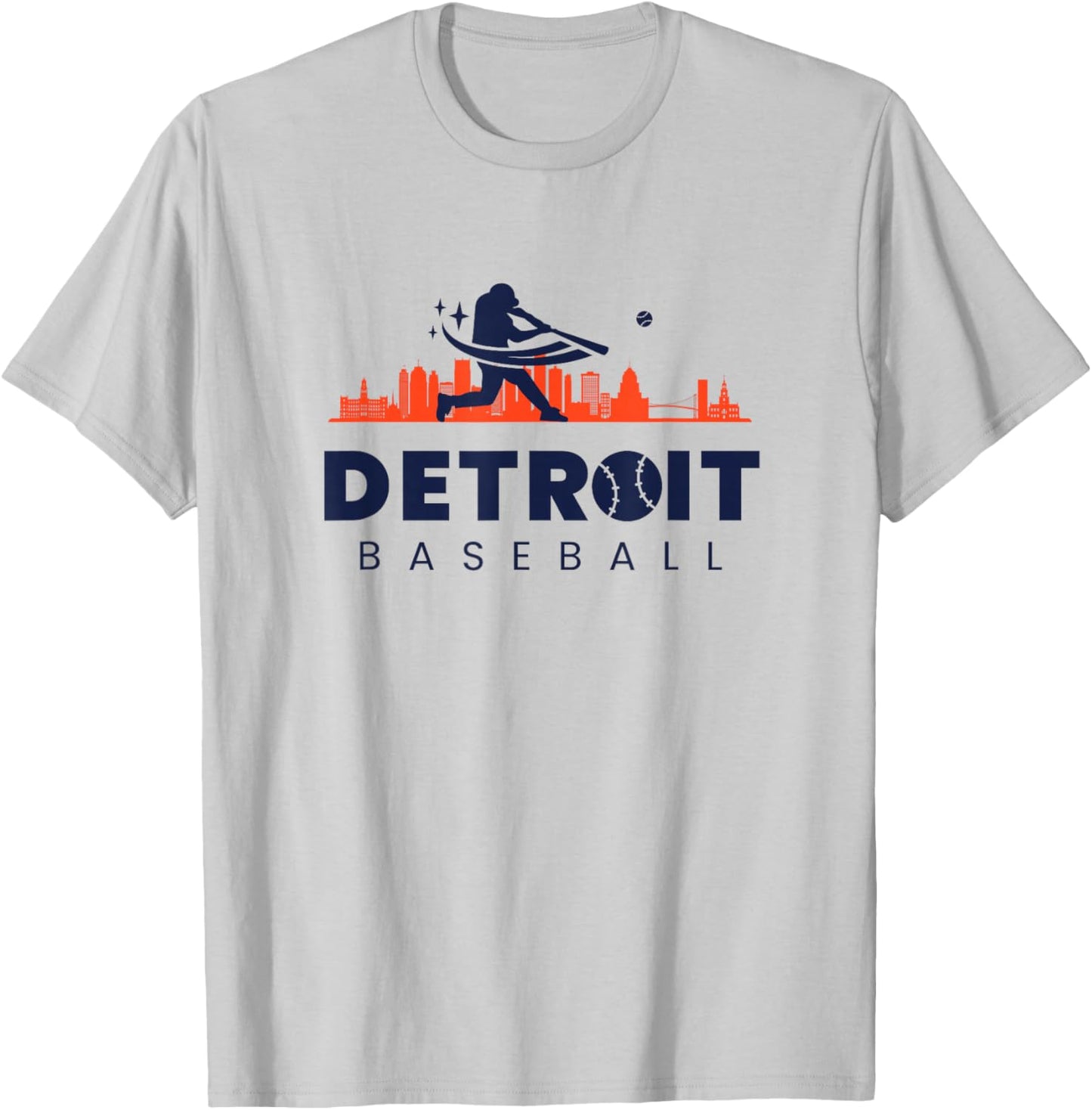 Detroit Baseball Vintage Minimalist Retro Baseball Lover T-Shirt - T-Shirt | Ash