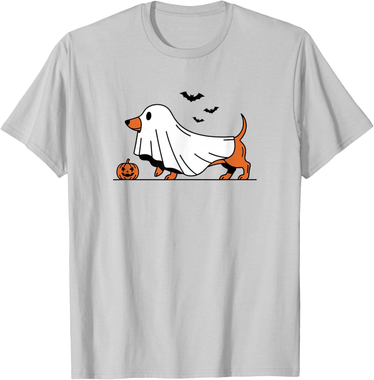 Dachshund Ghost Funny Wiener Dog Halloween Costume T-Shirt - T-Shirt | Ash