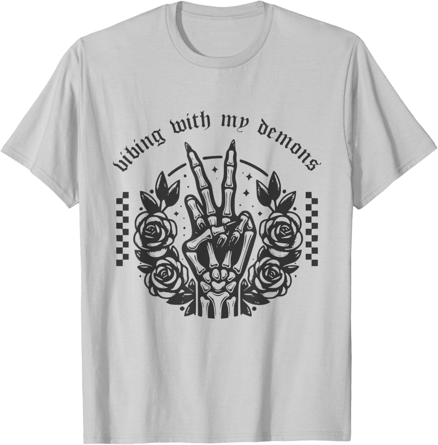 Vibing With My Demons Shirt Funny Witchy Gothic Halloween T-Shirt - T-Shirt | Ash