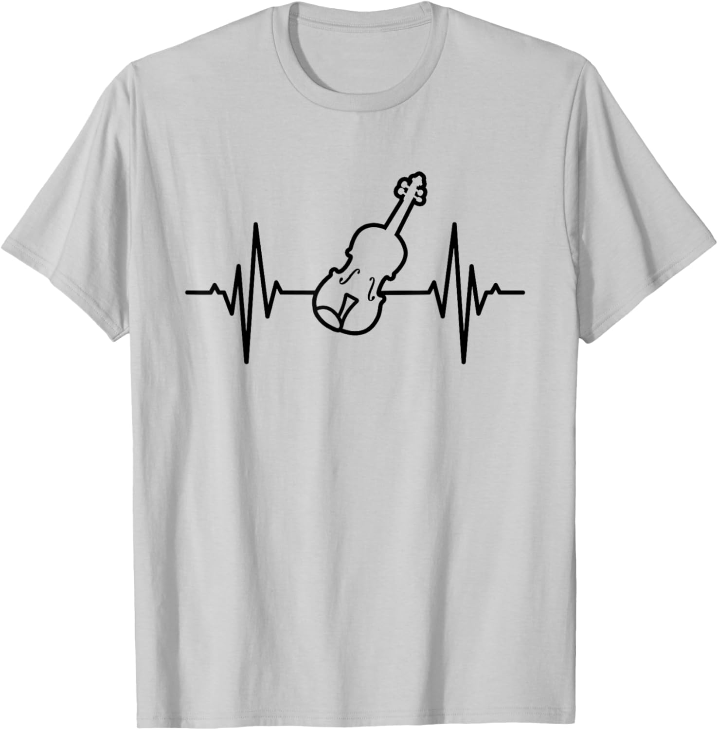Violon ECG Heartline Fiddler Fiddle T-Shirt - T-Shirt | Ash