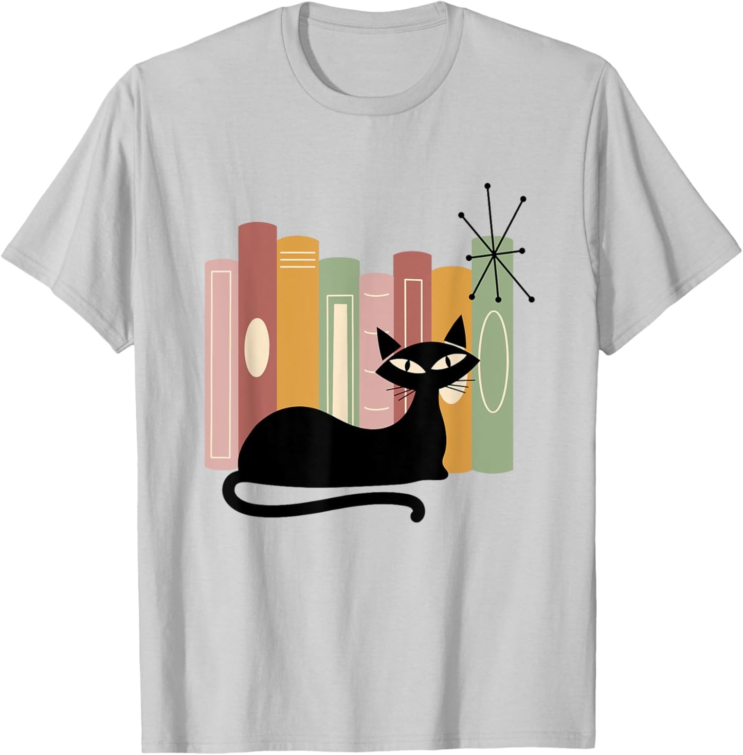 Book Lover Modern Retro Cat Midcentury Mid Century Age 1950s Women Kids T-Shirt - T-Shirt | Ash