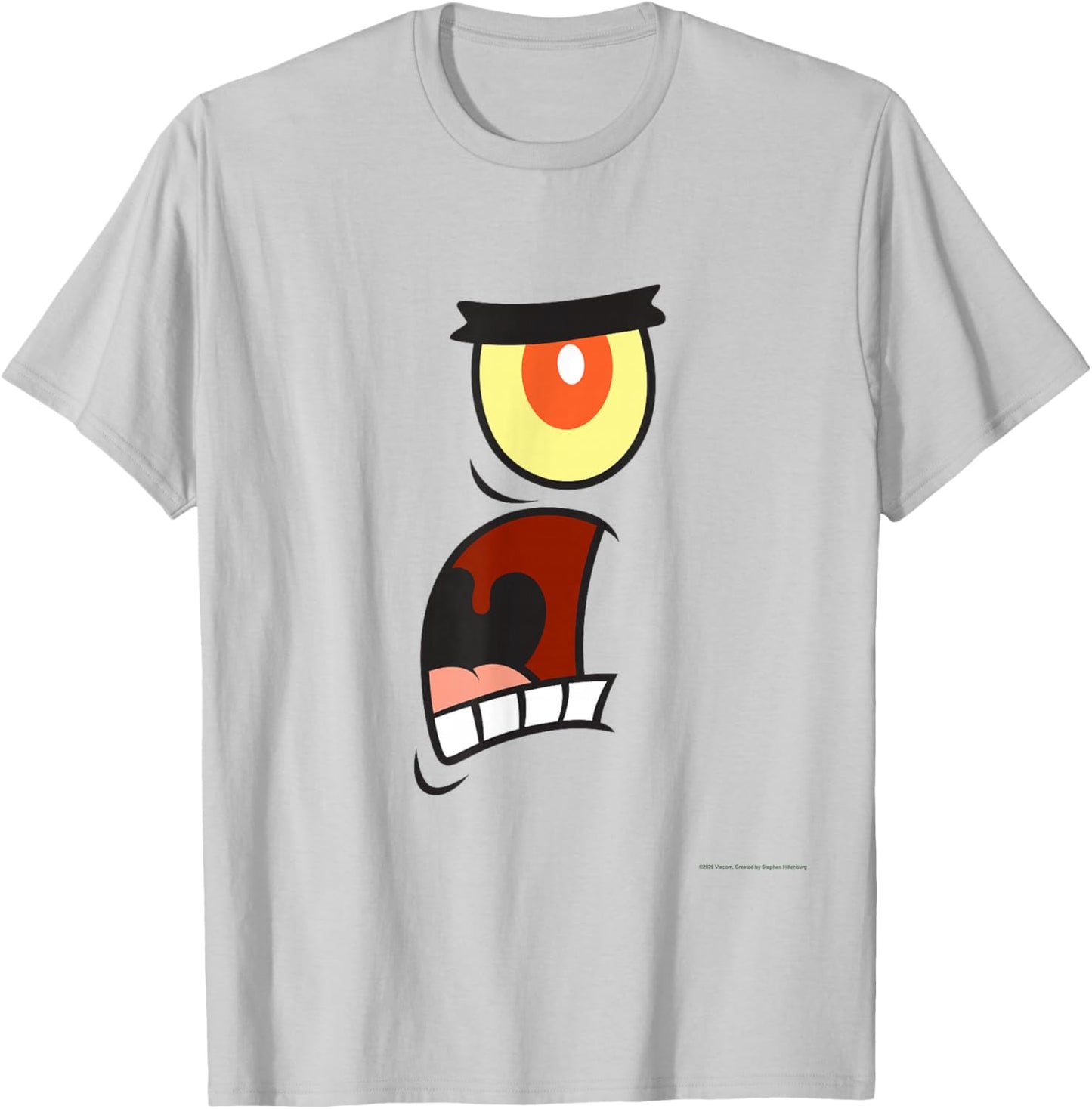 Plankton Yelling Big Face Easy Costume Funny Cartoon T-Shirt - T-Shirt | Ash