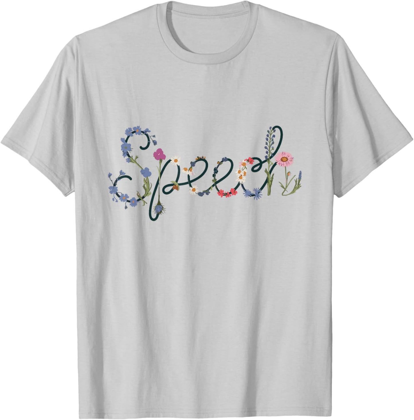 Speech Therapy Wildflower Floral SLP T-Shirt - T-Shirt | Ash