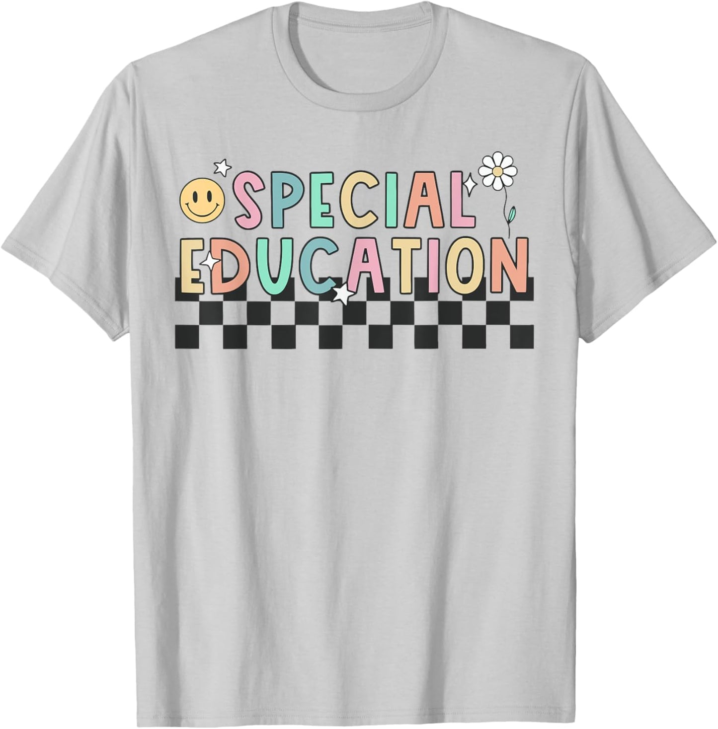 Special Education Teacher Chekered Autism Awareness SPED T-Shirt - T-Shirt | Ash