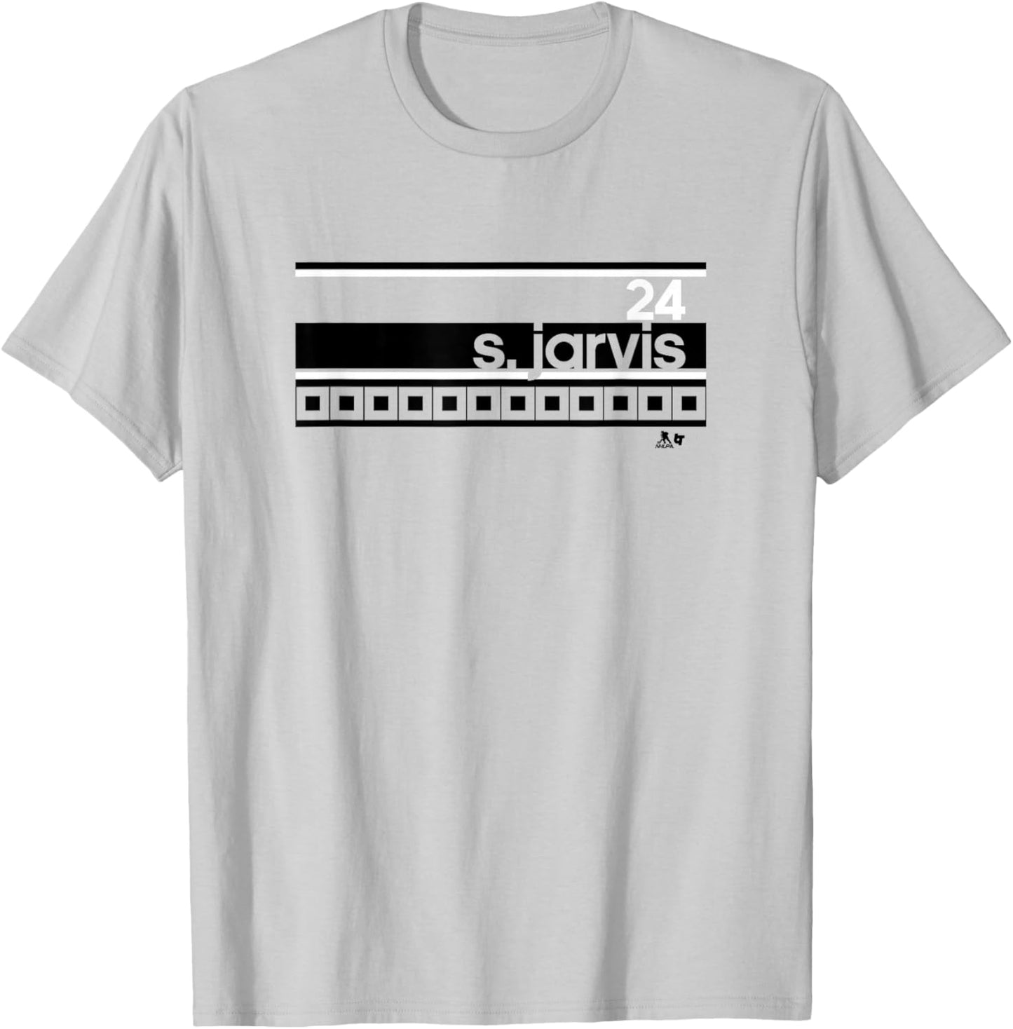 Seth Jarvis - Name Number Stripe - Carolina Hockey T-Shirt - T-Shirt | Ash