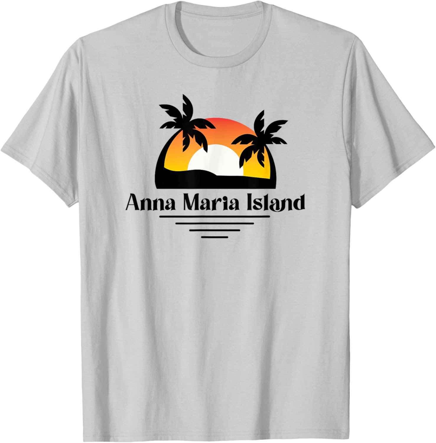 Anna Maria Island Beach Florida Vacation Palm Tree Sunset T-Shirt - T-Shirt | Ash
