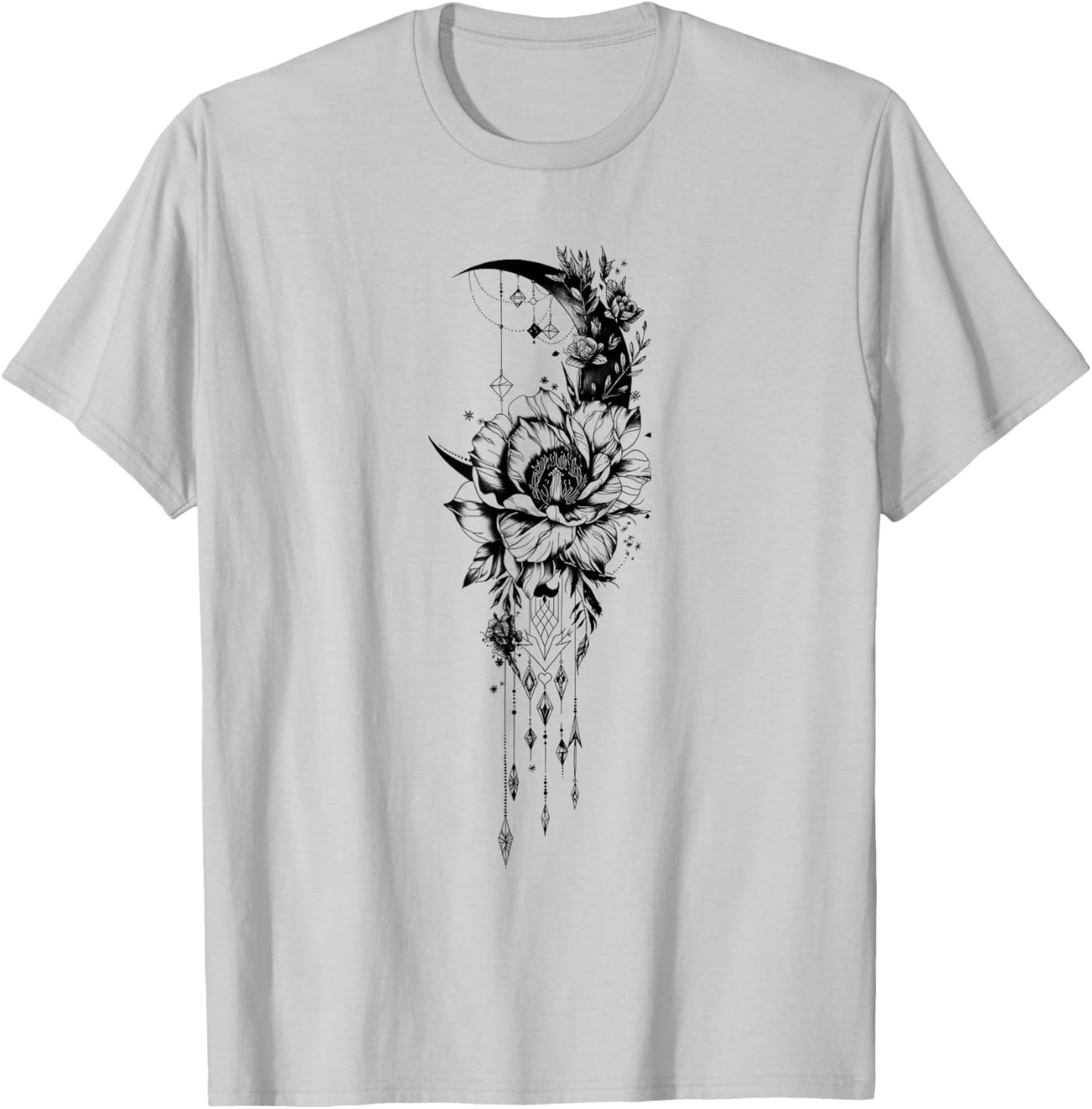 Celestial and Mystical Moon Goth T-Shirt - T-Shirt | Ash