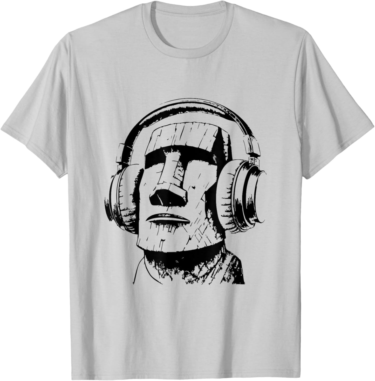 Easter island moai with Headphones, Isla de Pascua T-Shirt - T-Shirt | Ash