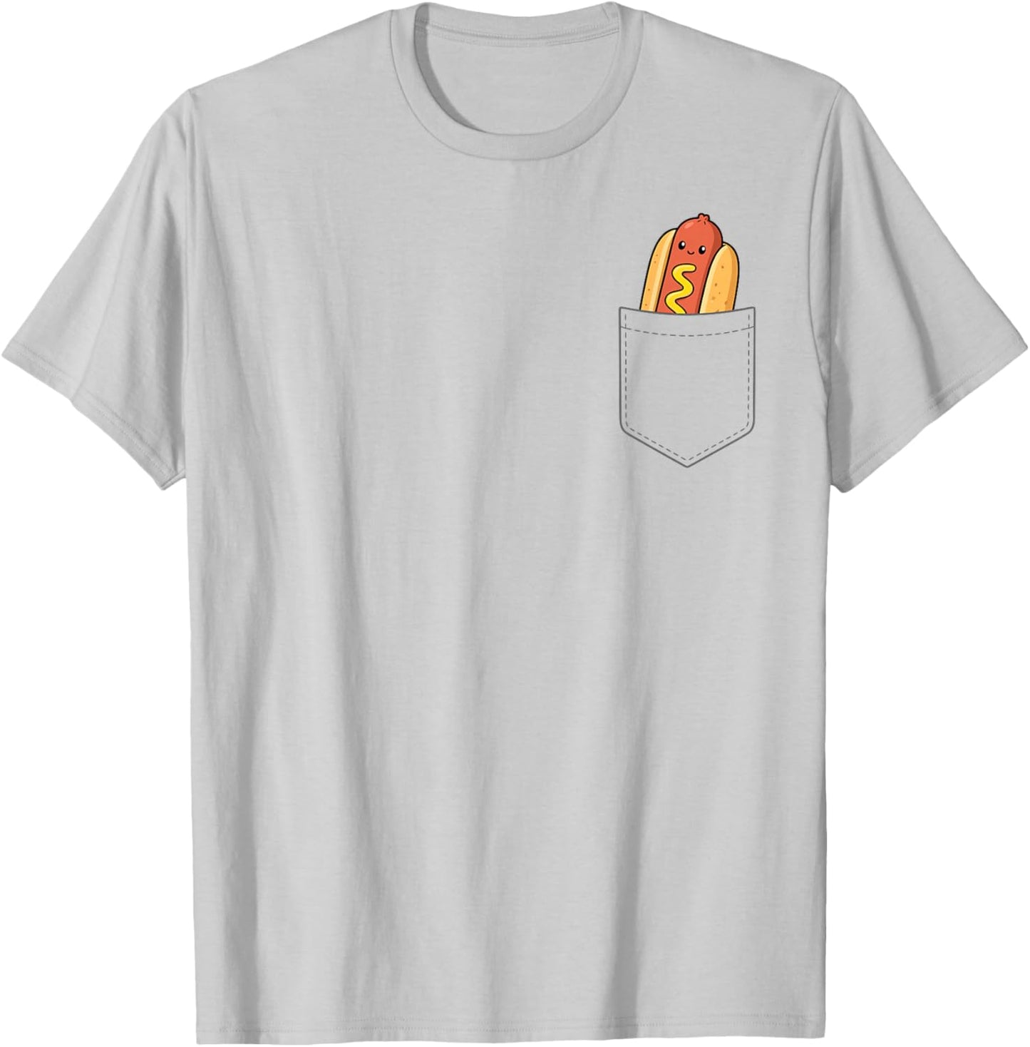 Hot Dog in Pocket Fast Food Lover Foodie Funny Pocket Hotdog T-Shirt - T-Shirt | Ash