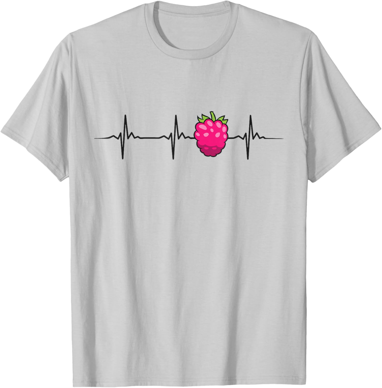 Raspberry Heartbeat Kawaii Raspberry Fruit T-Shirt - T-Shirt | Ash