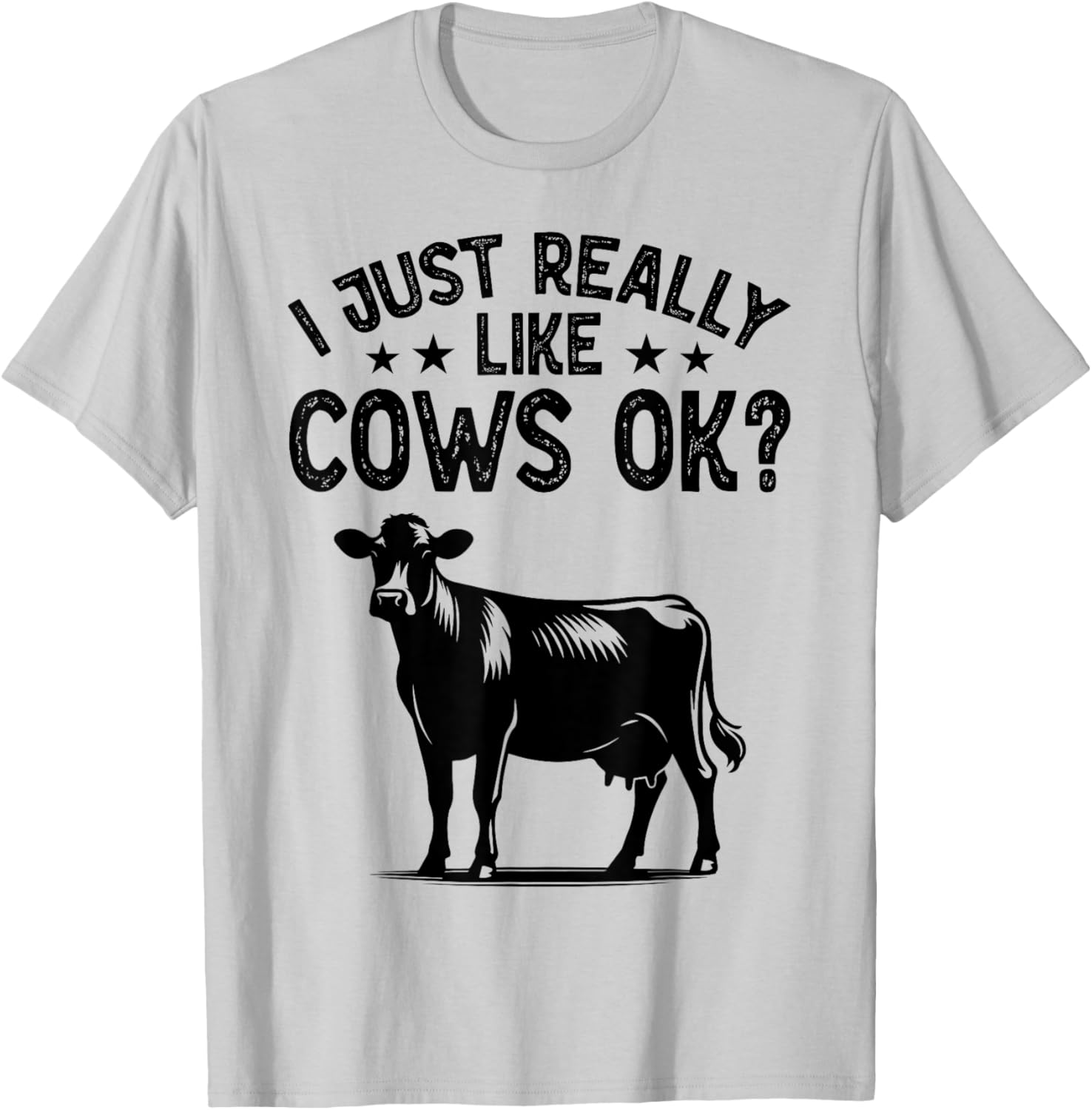 Funny Cow Animal Lover Men Women Farm Dairy Cattle Farming T-Shirt - T-Shirt | Ash