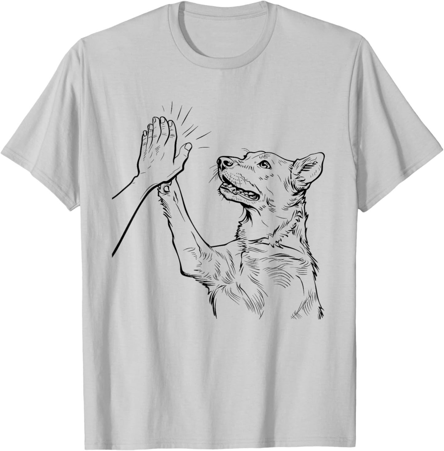 Funny Dog Dad Fathers Day Best Daddy Ever Hand T-Shirt - T-Shirt | Ash