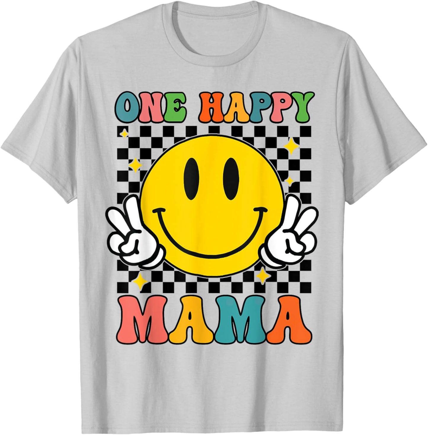 One Happy Dude Mama Happy Face 1st Birthday Family Matching T-Shirt - T-Shirt | Ash