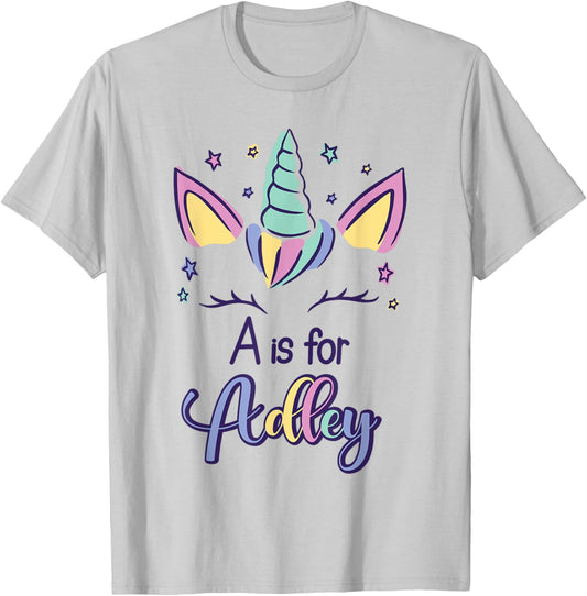First Name Adley Personalized A Is For Adley T-Shirt - T-Shirt | Ash