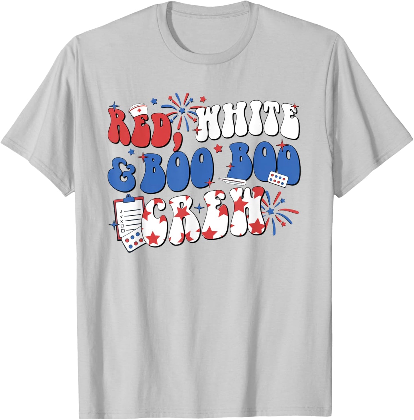 Retro Red White Boo Boo Crew 4th Of July Nurse Otho Tech Men T-Shirt - T-Shirt | Ash