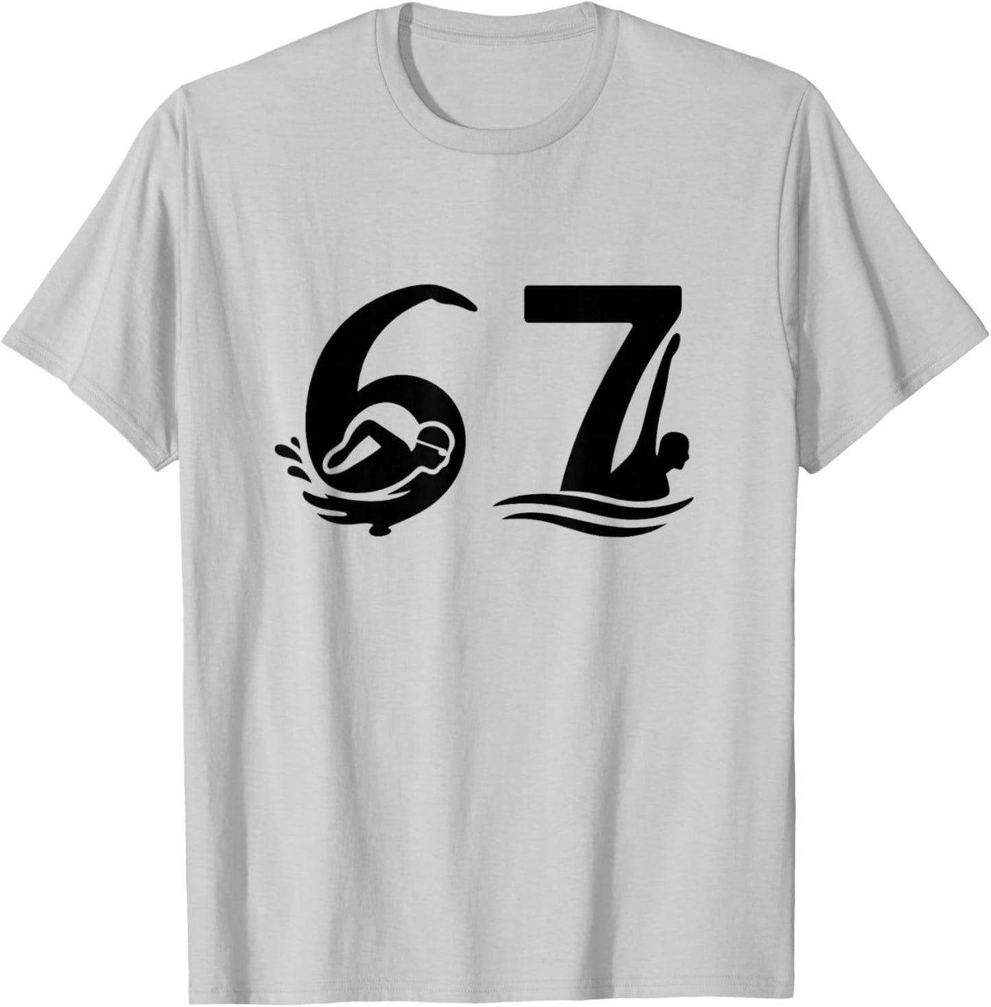 Fun 6 7 Swimmer Graphic Six Seven Swimming Swim Team T-Shirt - T-Shirt | Ash