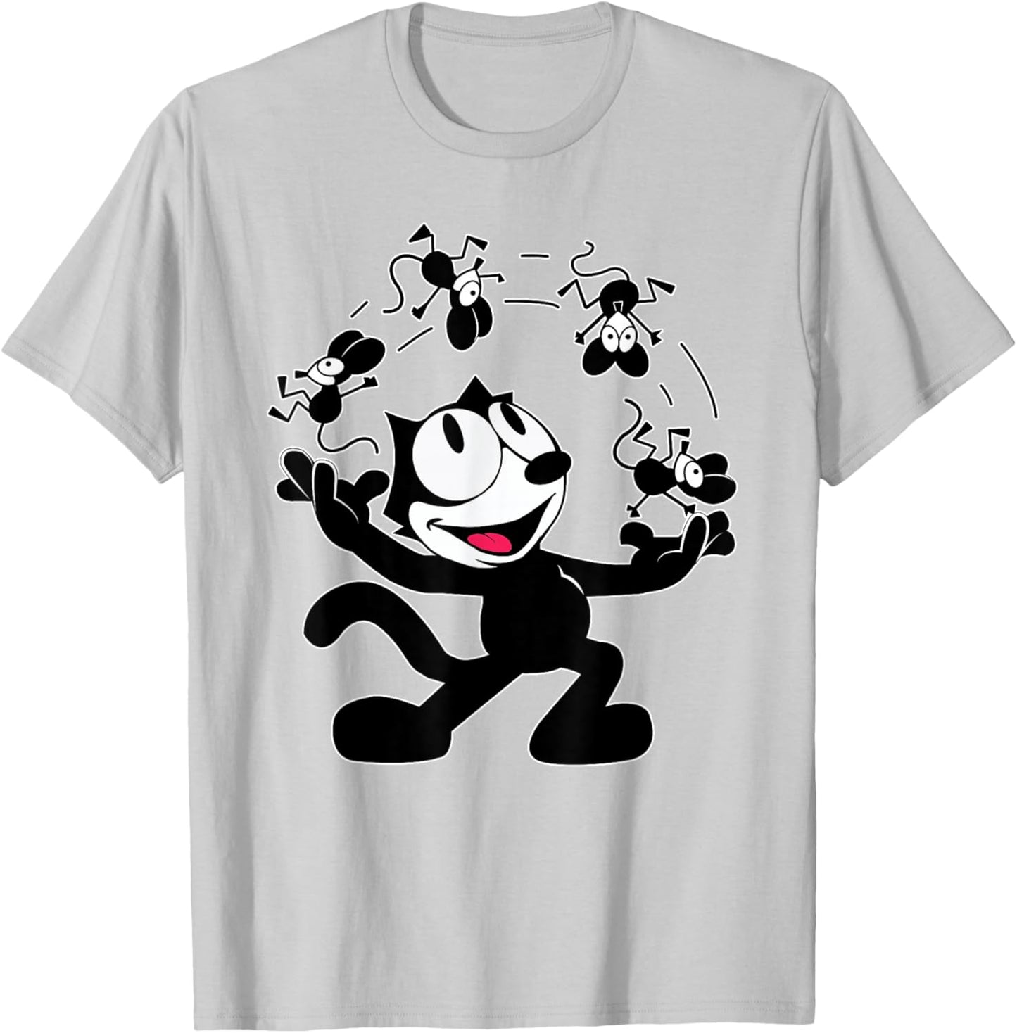 Felix Cat Juggling Mice Vintage Cartoon Retro Graphic Fun T-Shirt - T-Shirt | Ash