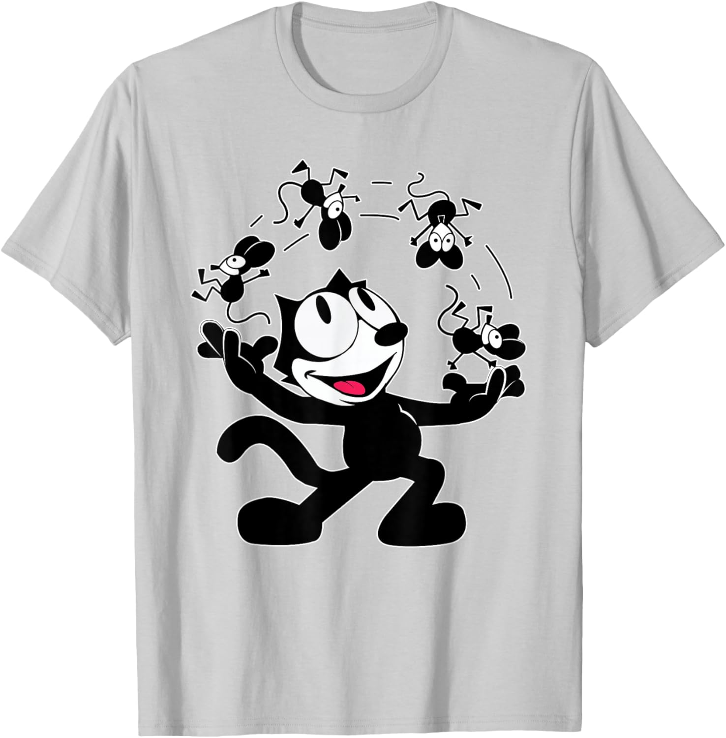 Felix Cat Juggling Mice Vintage Cartoon Retro Graphic Fun T-Shirt - T-Shirt | Ash