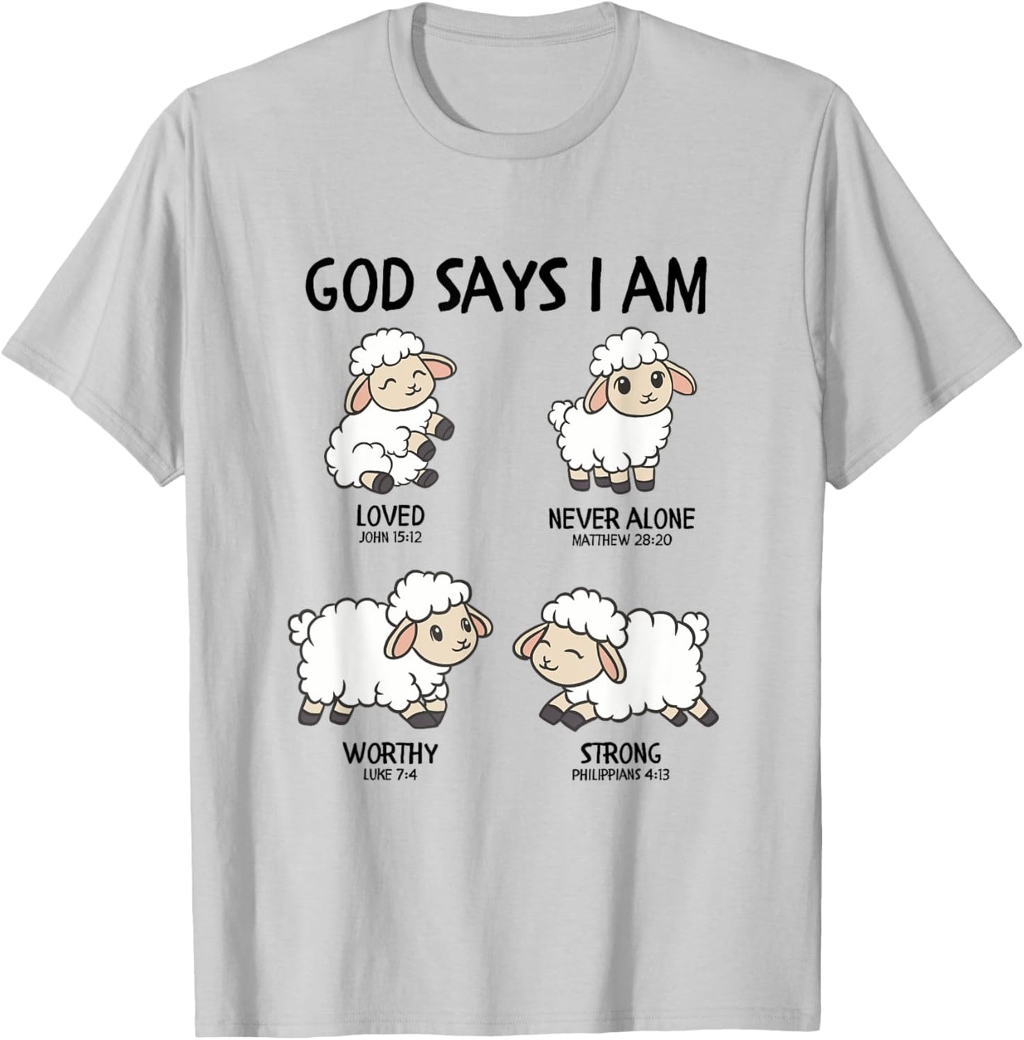 God Says I Am Sheep Toddler Kids Farm Bible Verse T-Shirt - T-Shirt | Ash