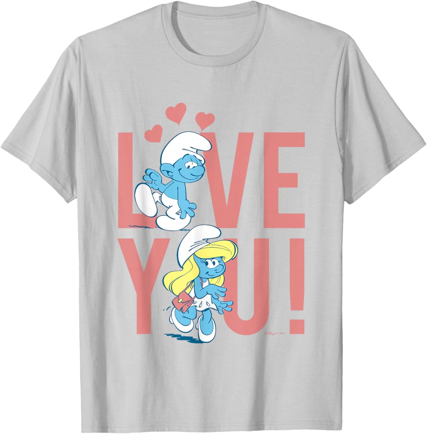 The Smurfs Valentine's Day Love You! Smurfs In Love Big Logo T-Shirt - T-Shirt | Ash