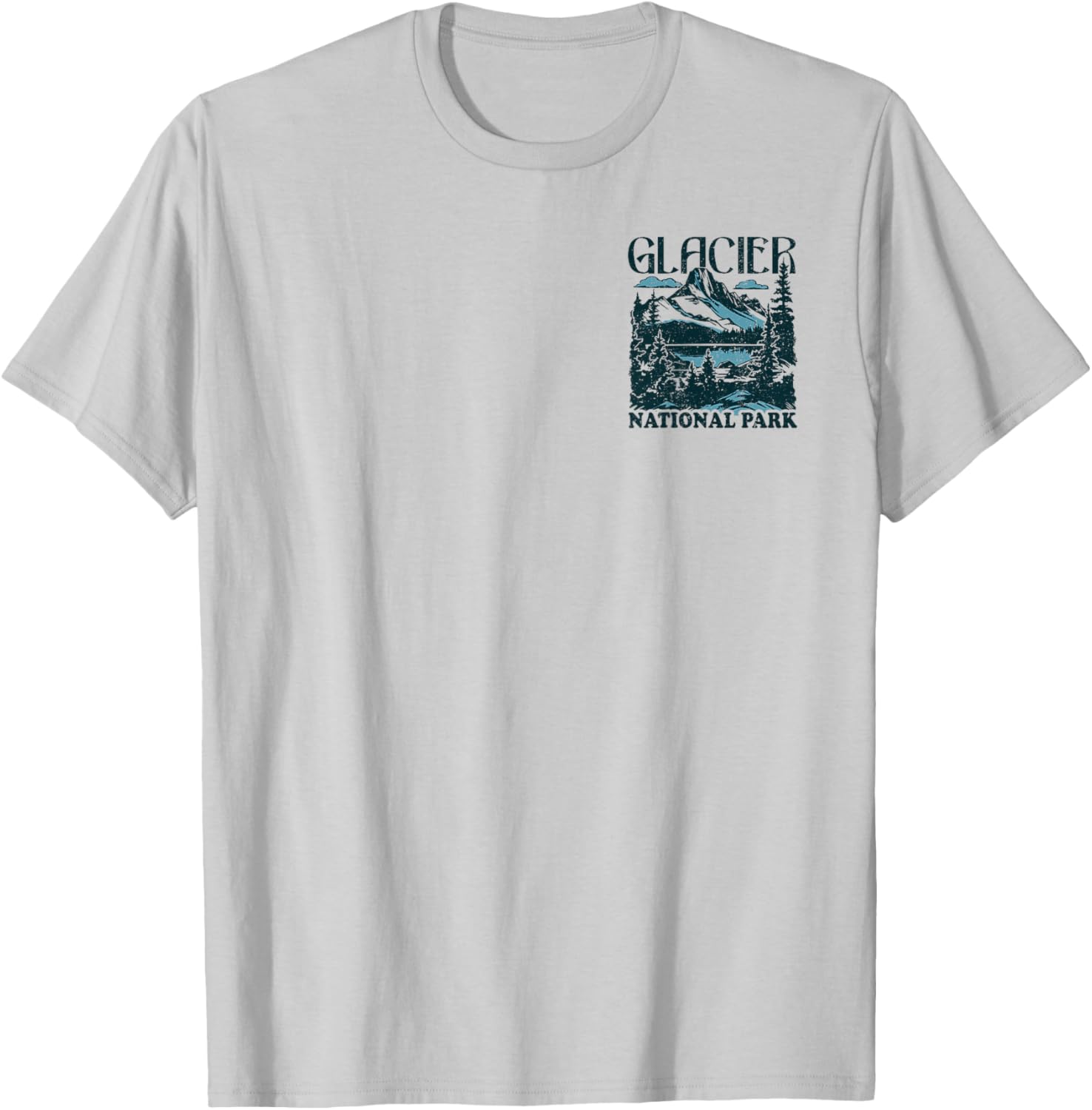 Glacier National Park Front and Back T-Shirt - T-Shirt | Ash