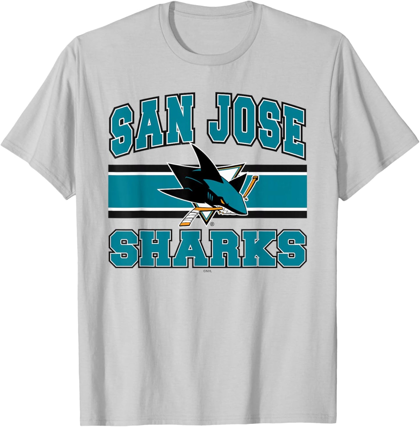 San Jose Sharks Stripe Gray Officially Licensed T-Shirt - T-Shirt | Ash