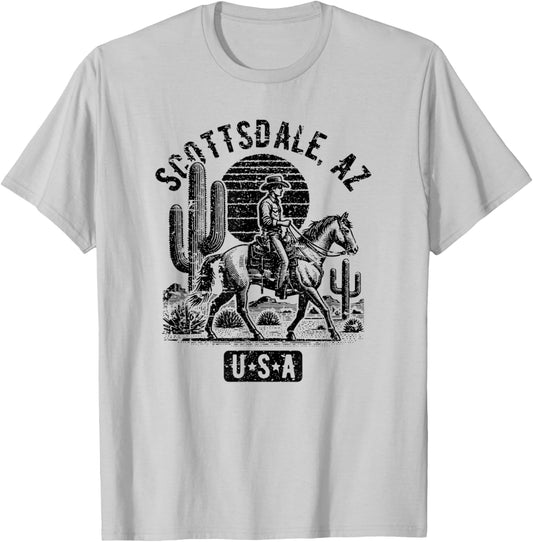 Scottsdale Arizona USA Cowboy Horse Vintage Style Design T-Shirt - T-Shirt | Ash