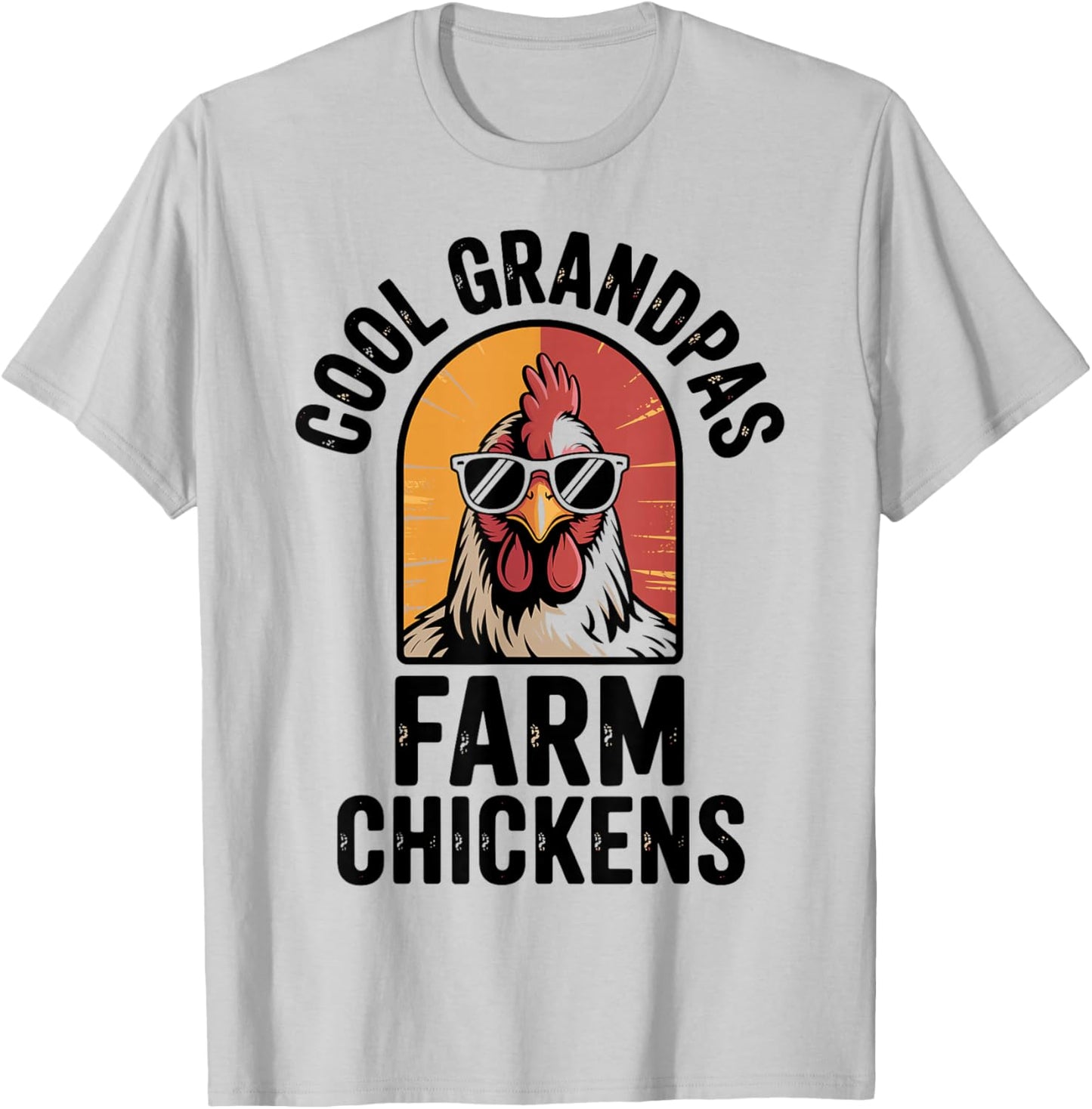 Cool Grandpas Farm Chickens Funny Chicken Farmer Grandpa T-Shirt - T-Shirt | Ash