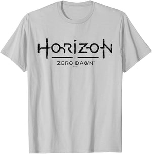 Horizon Zero Dawn Logo Cybernetic Dark Font Lettering T-Shirt - T-Shirt | Ash