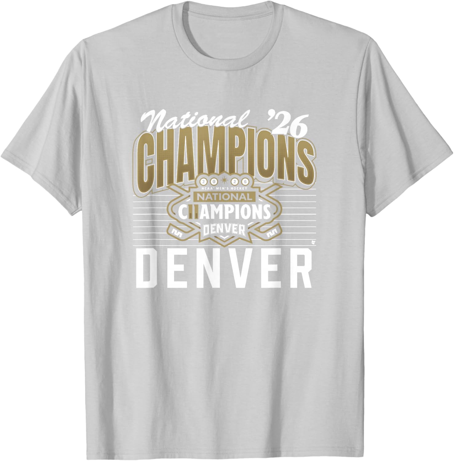Denver Pioneers Men's Hockey - 2026 National Champions T-Shirt - T-Shirt | Ash