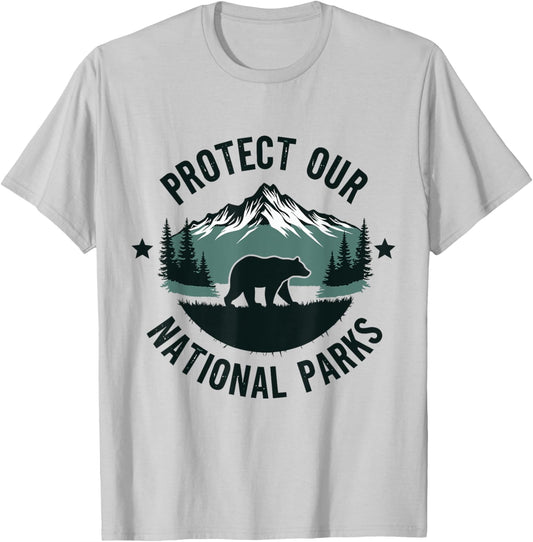 Protect Our National Parks Retro Forest Nature T-Shirt - T-Shirt | Ash