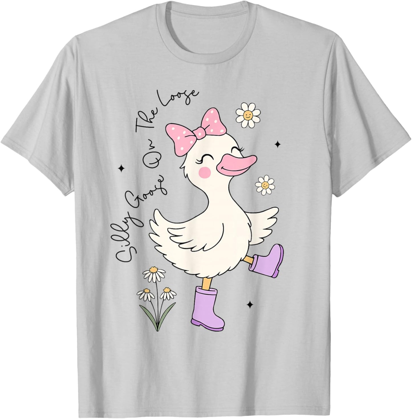 Funny Silly Goose On The Loose Silly Goose Girl Kids T-Shirt - T-Shirt | Ash