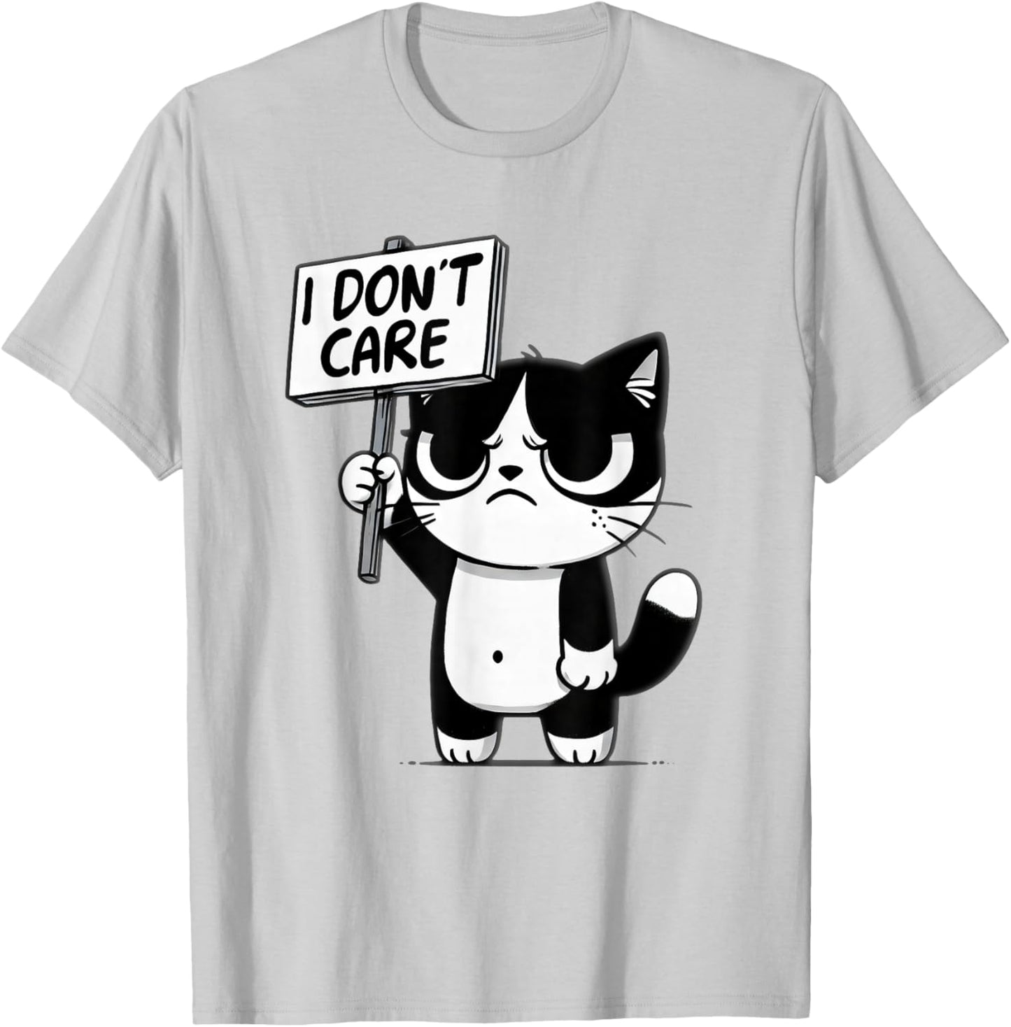Funny Cat, Sarcastic Grumpy Mood, Family Kids Kitten Meme T-Shirt - T-Shirt | Ash