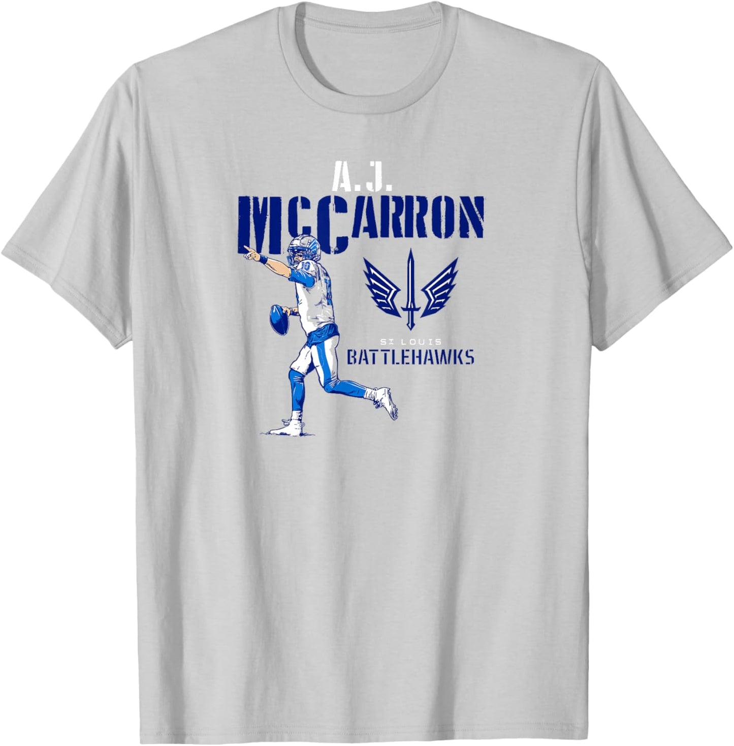 A.J. McCarron - St. Louis Battlehawks - UFL T-Shirt - T-Shirt | Ash