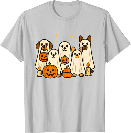 Cute Dog Ghost Funny Halloween Costume T-Shirt - T-Shirt | Ash