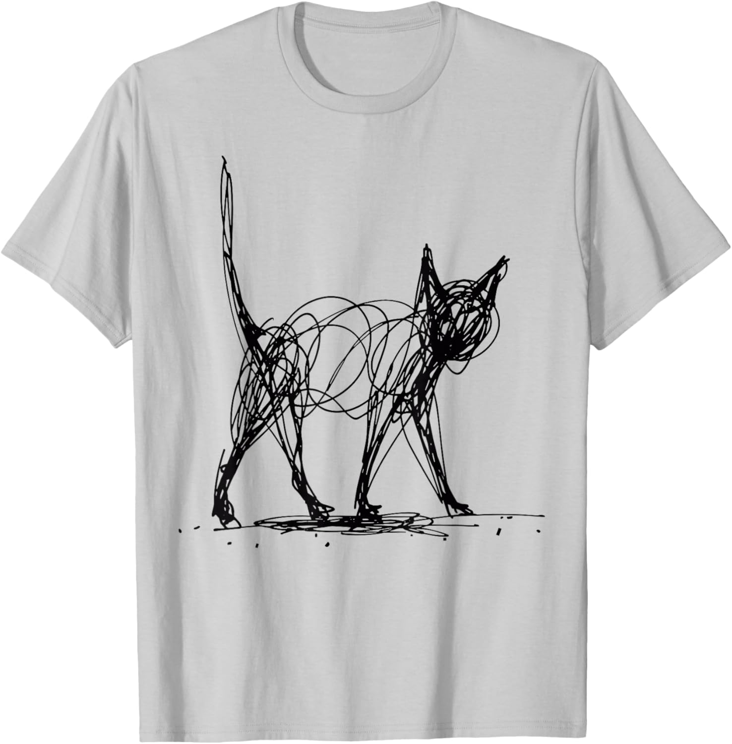 Minimalist Cat T-Shirt - T-Shirt | Ash