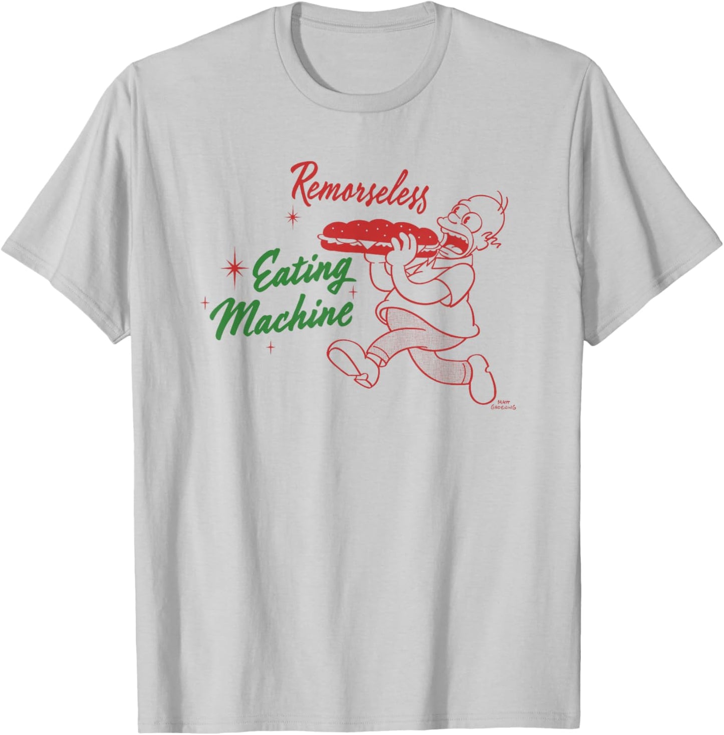 The Simpsons Homer Remorseless Eating Machine T-Shirt - T-Shirt | Ash