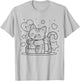 Cat drinking iced tea to paint and color T-Shirt - T-Shirt | Ash
