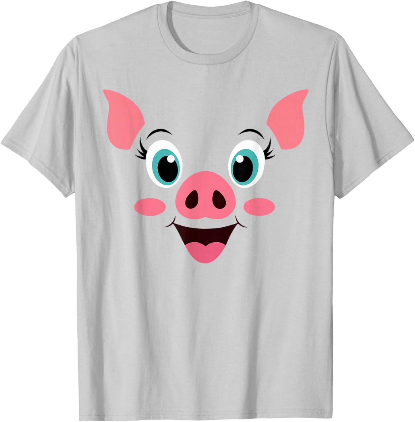 Pig Costume Cute Rubber Pig Face Halloween Men Women Kids T-Shirt - T-Shirt | Ash