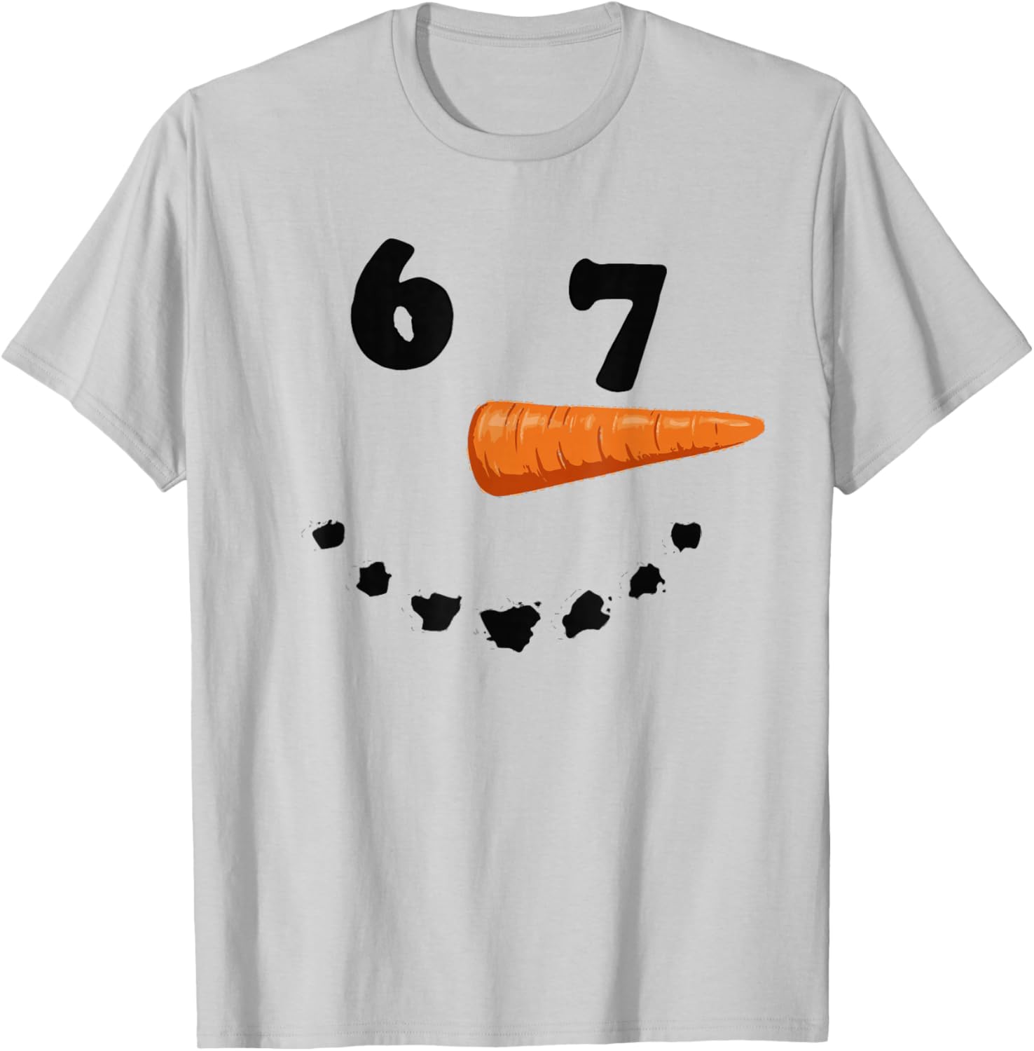 6 7 Shirt Six Seven Snowman Face Winter White T-Shirt - T-Shirt | Ash