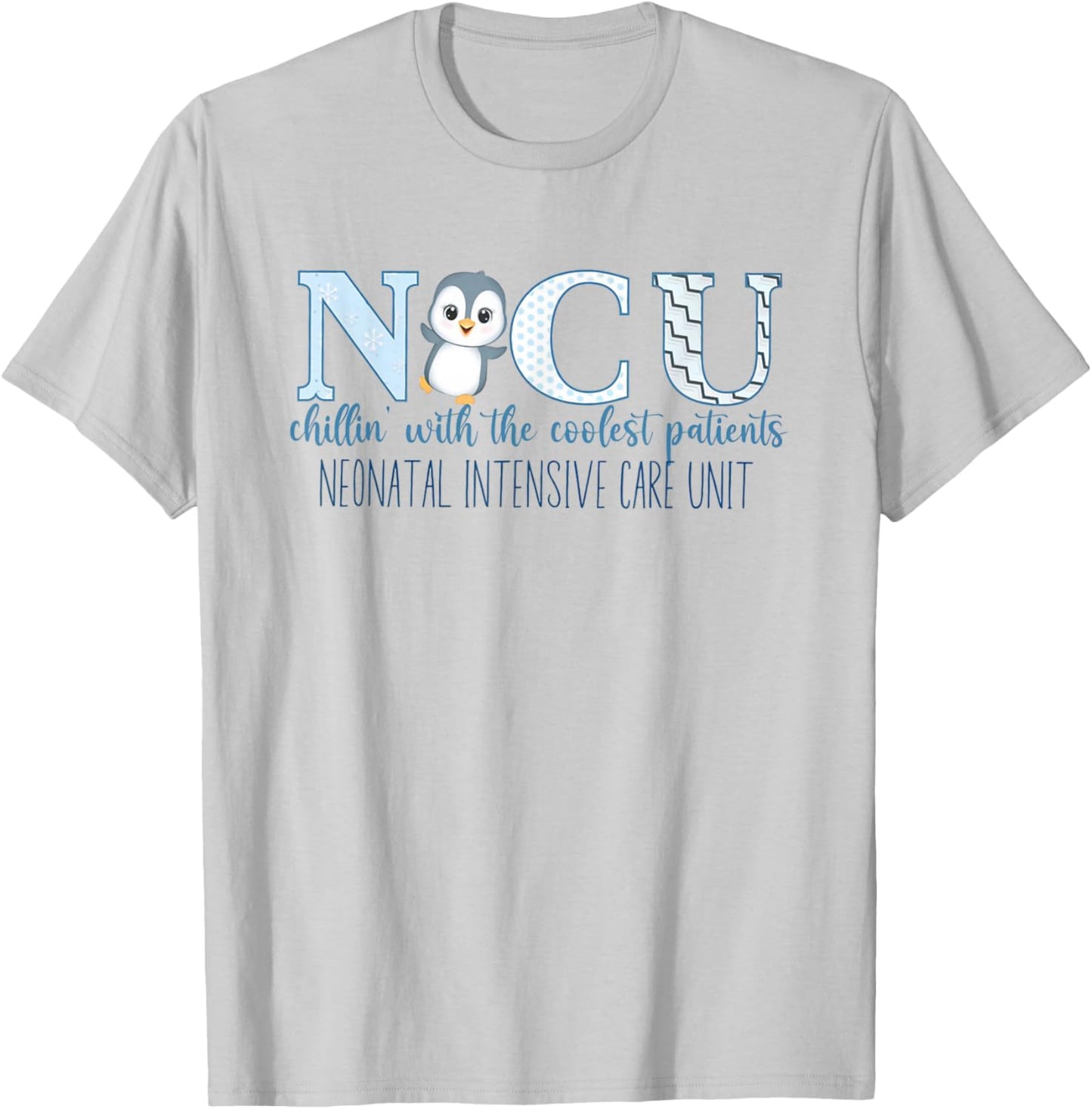 Winter NICU Nurse Cute Penguin Nurse NICU Holiday Christmas T-Shirt - T-Shirt | Ash