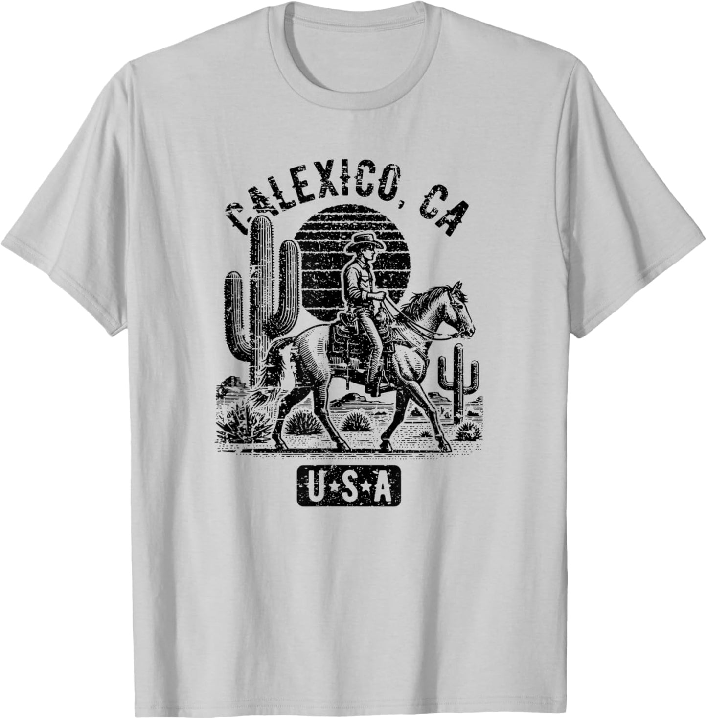 Calexico California USA Cowboy Horse Vintage Style Design T-Shirt - T-Shirt | Ash