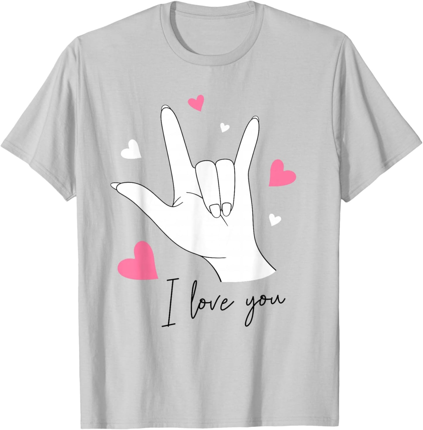 Funny Valentines Day I Love You Hand Sign Language ASL Heart T-Shirt - T-Shirt | Ash
