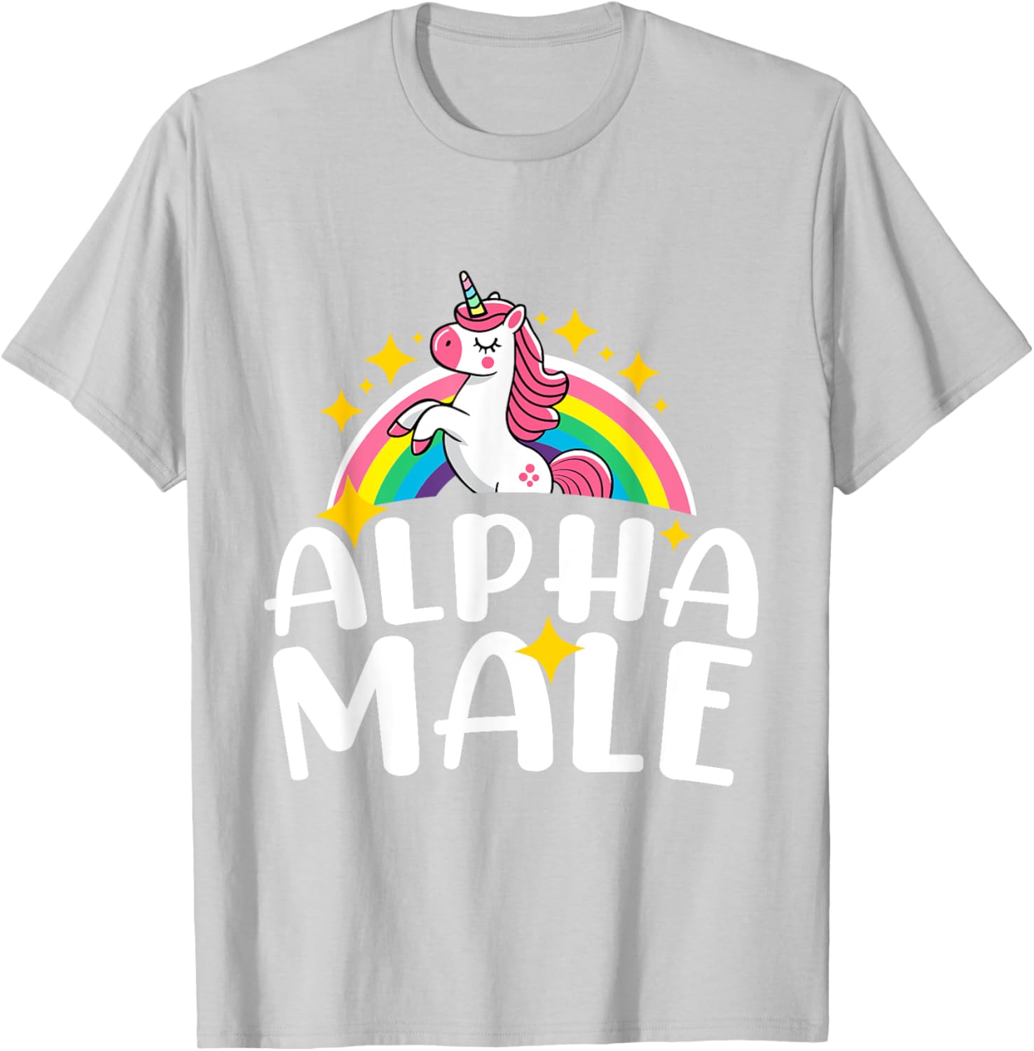 Alpha Male Unicorn Rainbow Funny Humor Sarcastic Hilarious T-Shirt - T-Shirt | Ash