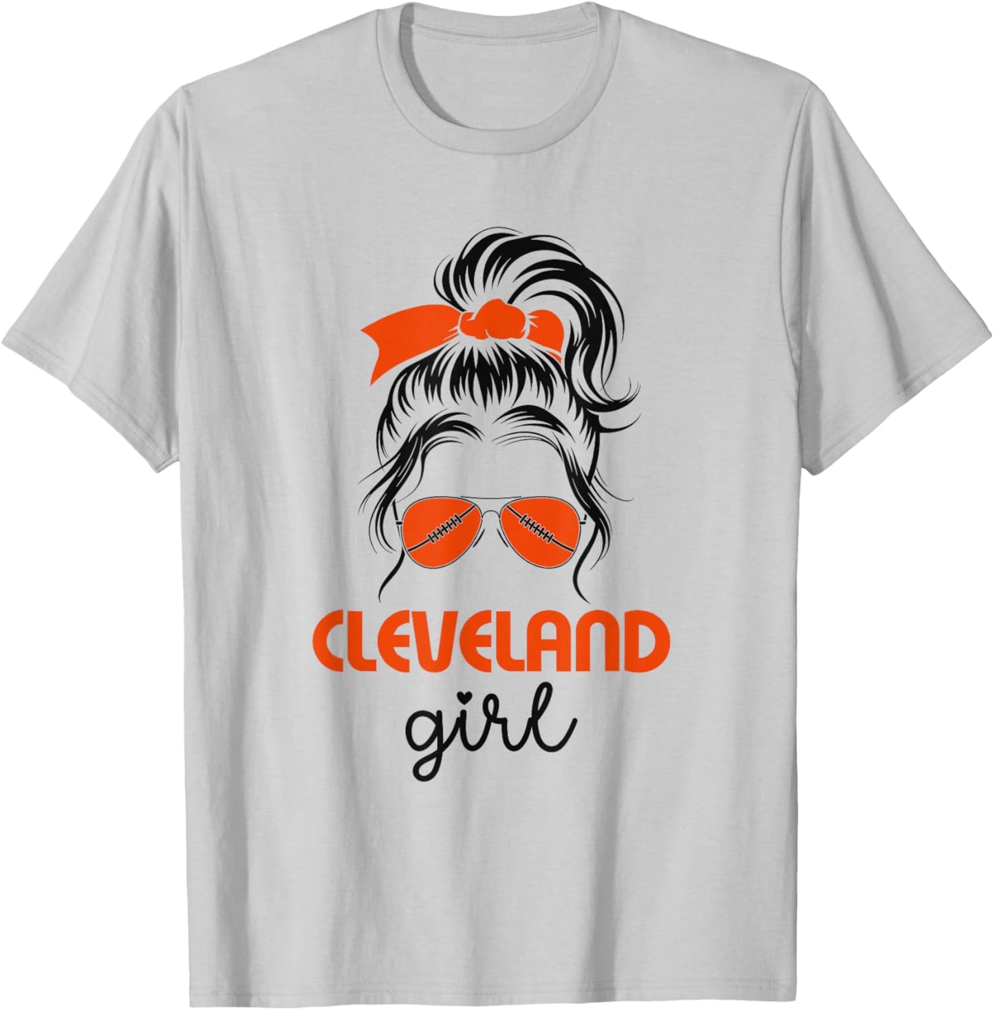 Cleveland Girl Messy Bun - Love Cleveland Ohio T-Shirt - T-Shirt | Ash