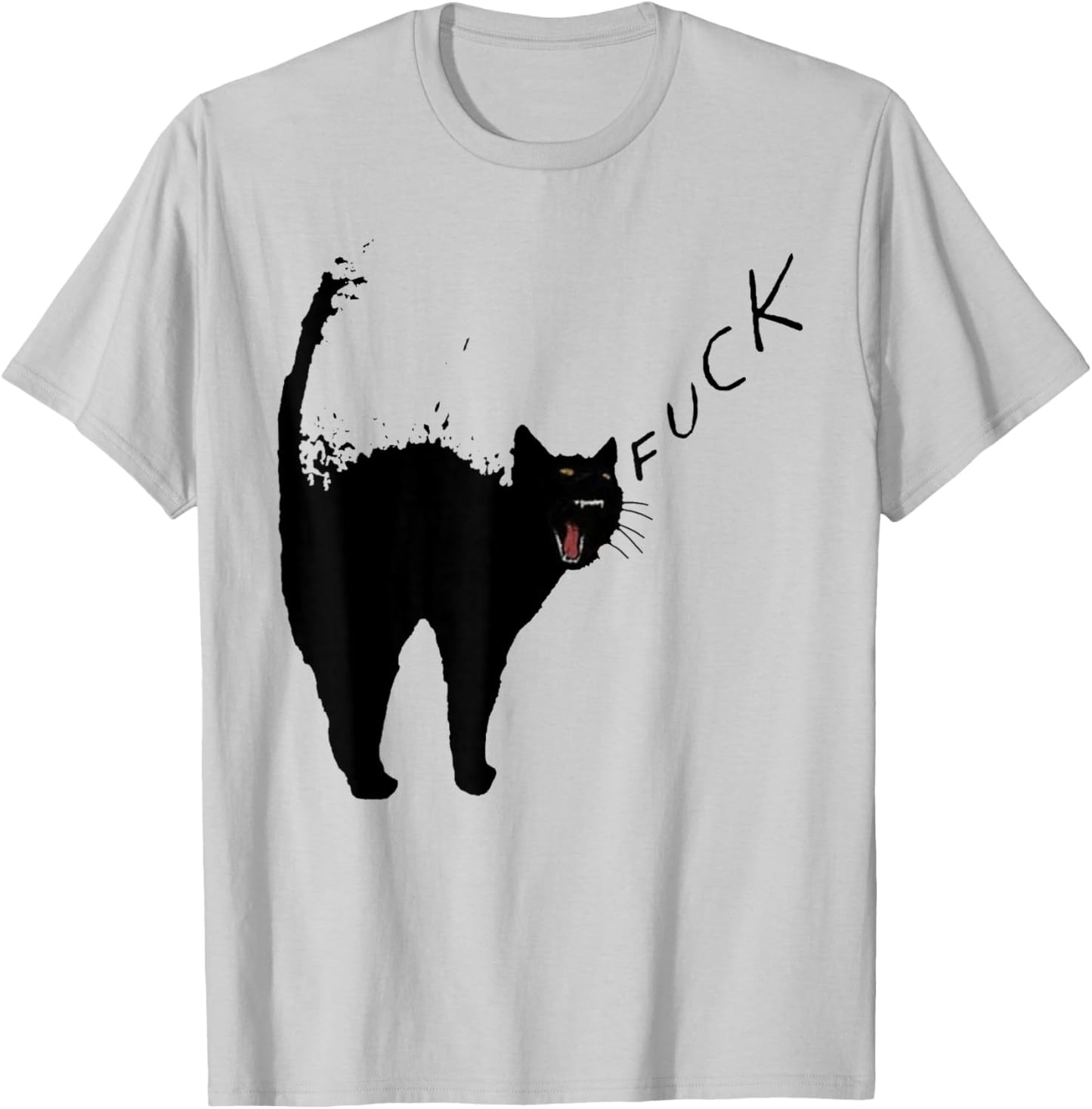 Angry - Black Cat - Fuck Yelling Art T-Shirt - T-Shirt | Ash