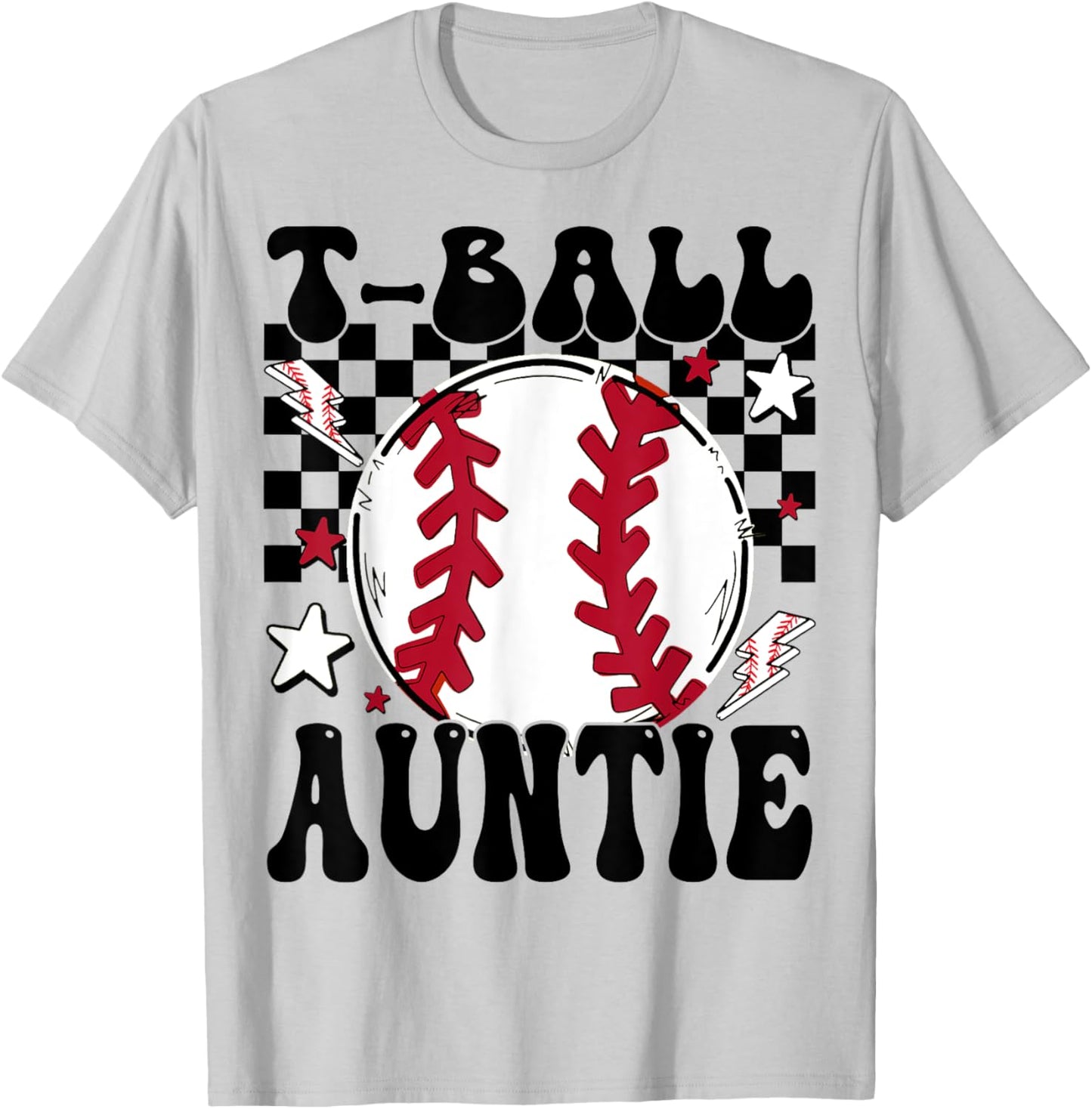 T-Ball Auntie Proud Ball Auntie Groovy Family Matching T-Shirt - T-Shirt | Ash