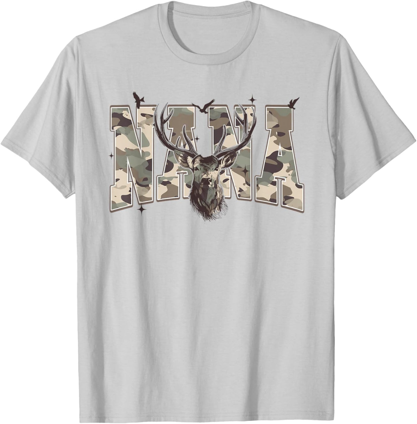 Old School Camo Nana Hunting, Camouflage Deer Mother's Day T-Shirt - T-Shirt | Ash