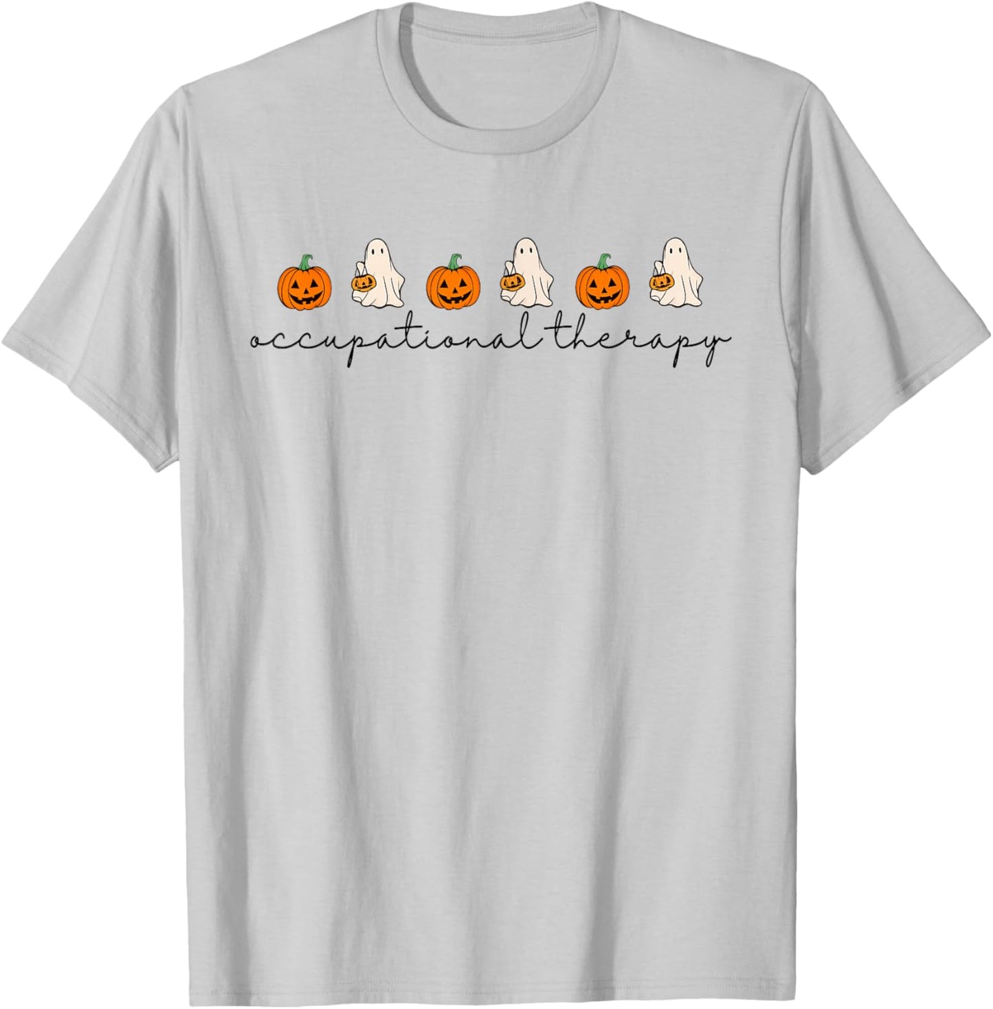 Halloween Occupational Therapy Cute Ghost Pumpkin OT Gift T-Shirt - T-Shirt | Ash